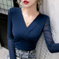 Mesh Bottoming Shirt Long-sleeved T-shirt Women Thin Small Shirt