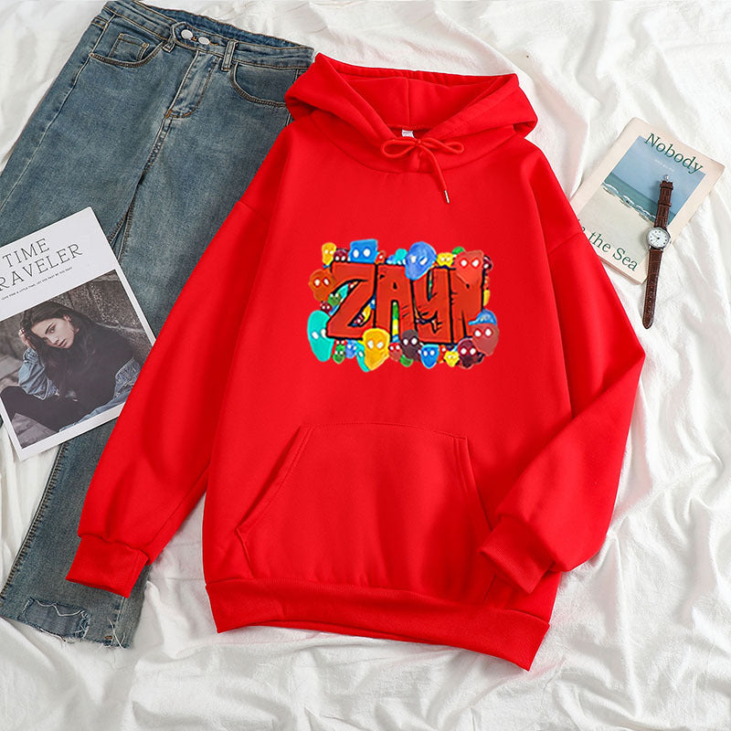 Sudadera con capucha con estampado de letras ZAYN de color artístico