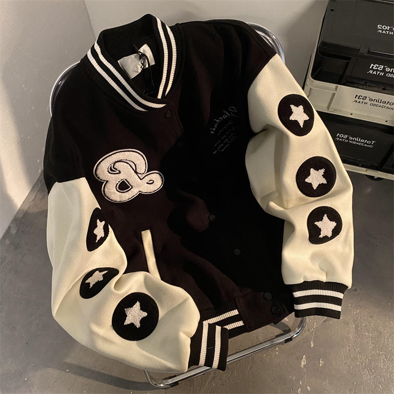 Retro Embroidery Baseball Uniform Jacket For Men And Women