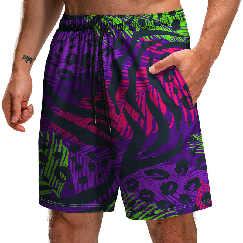 Novedad de verano, pantalones cortos con estampado 3D de la serie Leaf, pantalones sueltos de playa, pantalones cortos casuales de moda para hombres