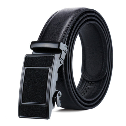 Matte Black Men's Belt Lychee Pattern Casual Belt