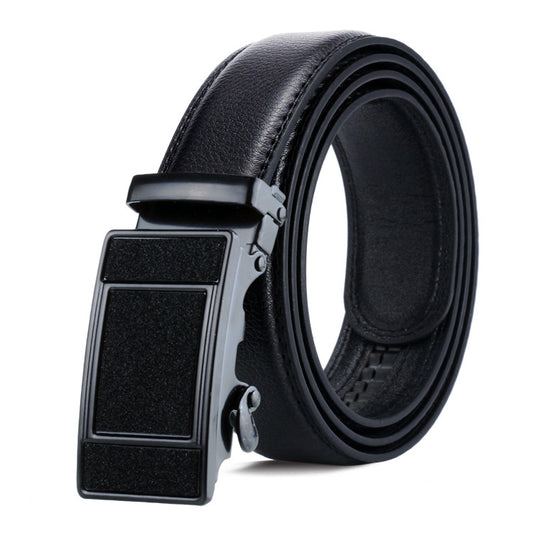 Matte Black Men's Belt Lychee Pattern Casual Belt