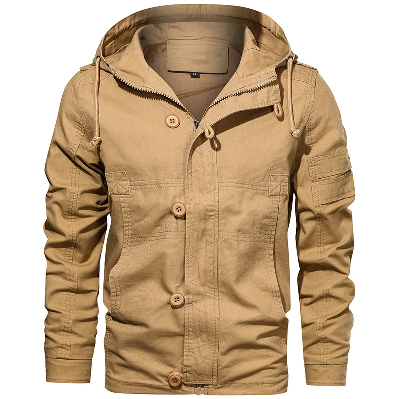 Men Jacket Hooded Solid Men Coats Zipper And Single Breasted Windbreak