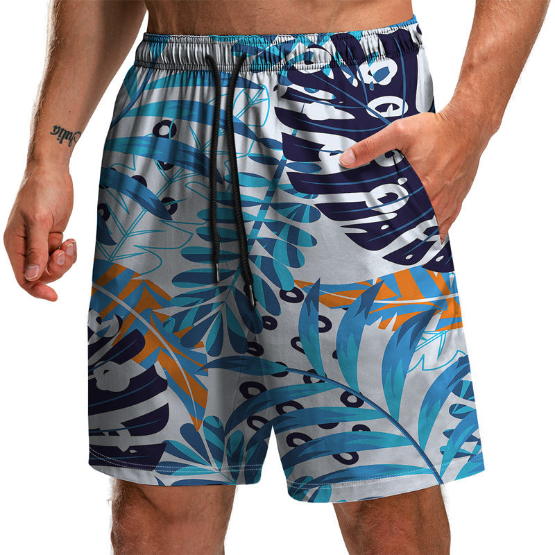 Novedad de verano, pantalones cortos con estampado 3D de la serie Leaf, pantalones sueltos de playa, pantalones cortos casuales de moda para hombres