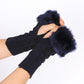 Knitted Gloves for Women Fur Mid Length Half Finger Computer