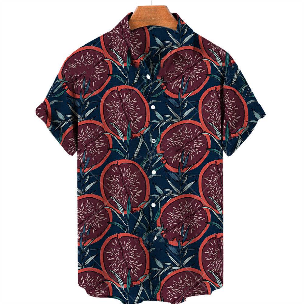 Summer Casual Fruit Print Hawaiian Shirt For Men
