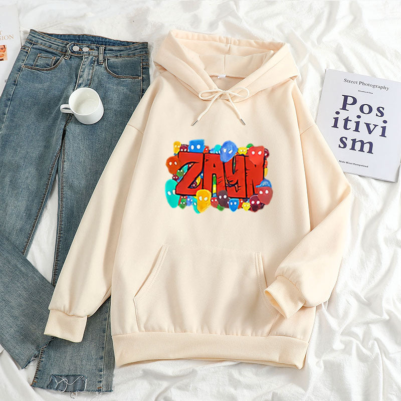 Sudadera con capucha con estampado de letras ZAYN de color artístico