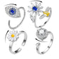 Anillos giratorios ojos flores anillos de ansiedad para mujeres Fidget Spinner anillo joyería