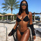 Black Stretch Fabric Beach Bikini Set Temptation Three Point