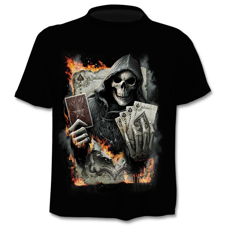 Camiseta con estampado digital 3D de calavera para hombre