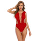 Hot Diamond Long Sleeve Backless Jacquard Pack Hip Bodysuit