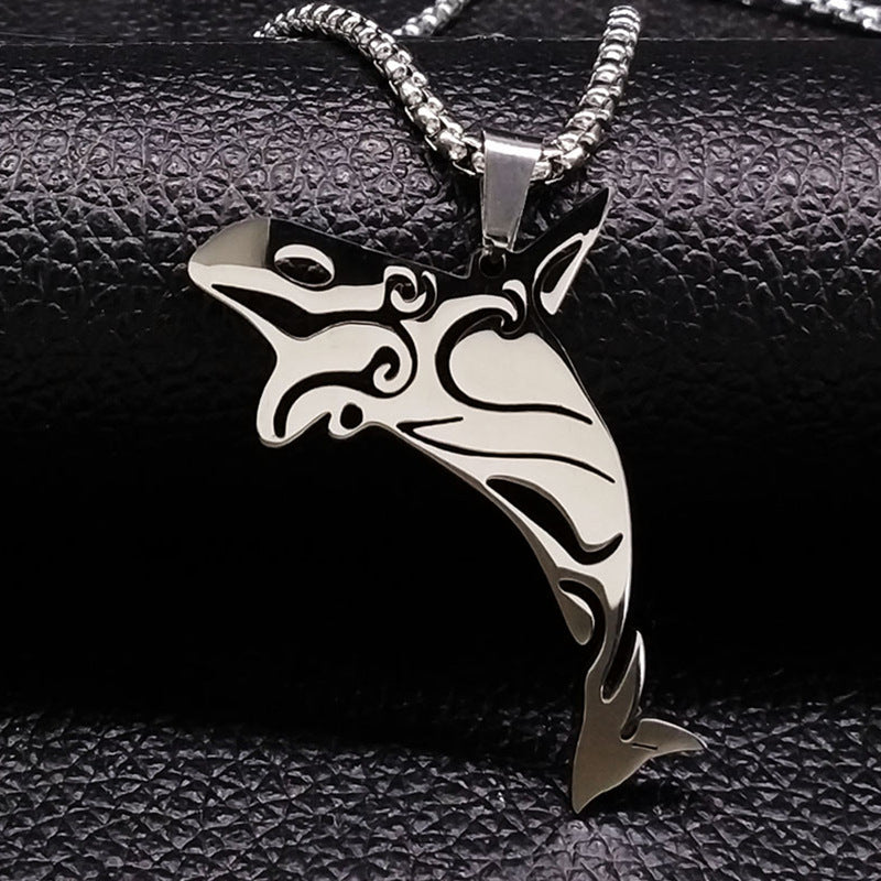 Stainless Steel Shark Charm Necklace Jewelry