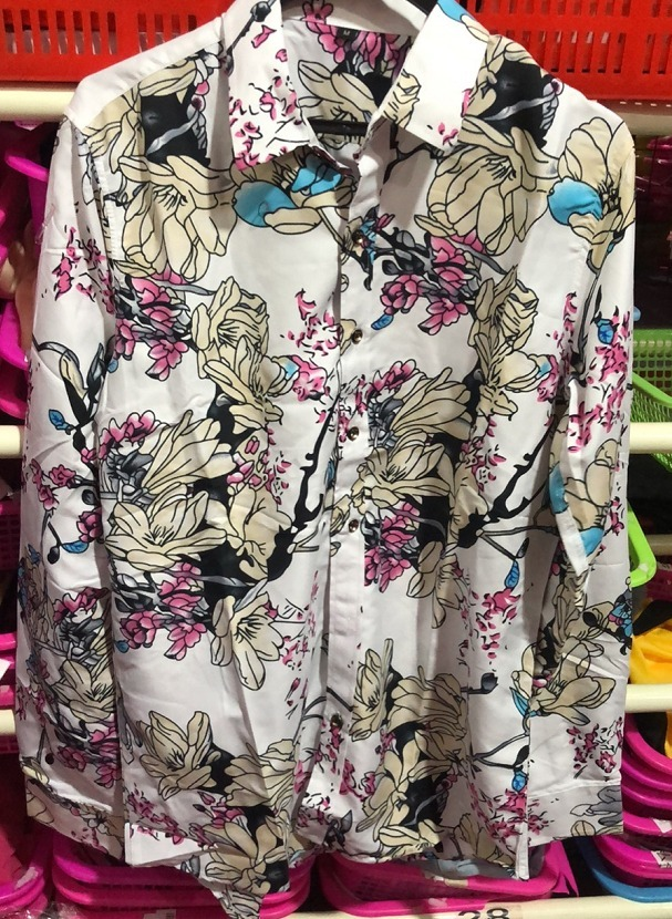 Camisa estampada casual de manga larga para hombre