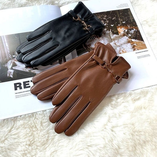 Guantes Mujer Invierno Cálido Plus Guantes de Lana PU