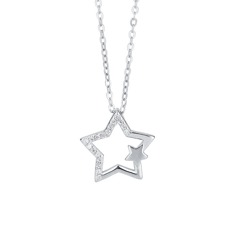 Cadena de clavícula de Hip Hop con colgante de estrella de cinco puntas sencilla y moderna para mujer