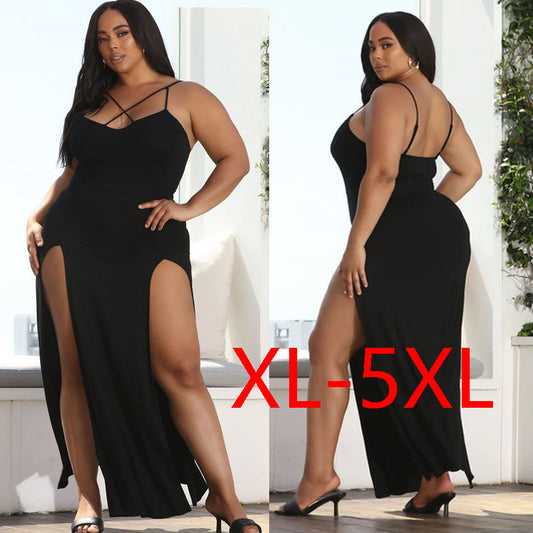 Vestidos de mujer gorda de talla grande Vestido grande con tirantes de verano