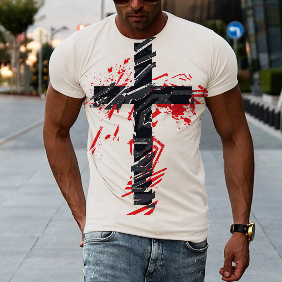 New Men's Printed 3D T-shirt Short Sleeve