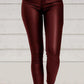 Pure Color PU Sexy Leather Pants Casual Feet Pants Women
