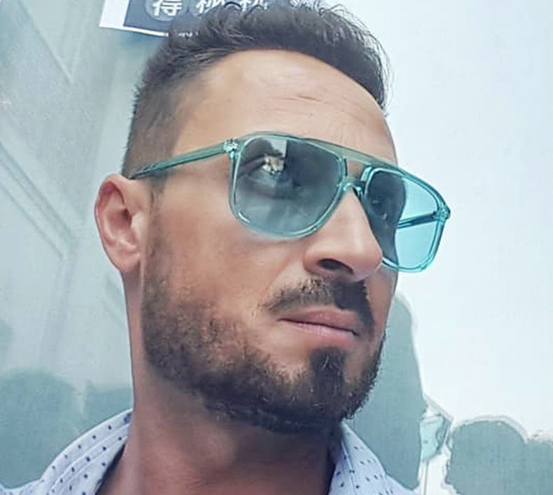 Nuevas gafas de sol con montura grande y doble haz para hombre