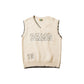Embroidered V-neck Loose Vest Sweater For Men