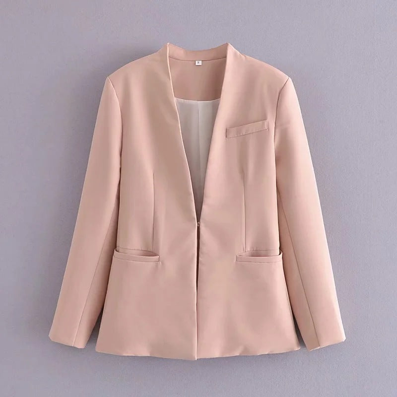 Chaqueta de traje nueva de color liso para mujer