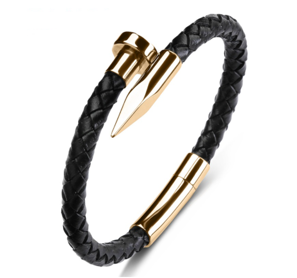 Men Genuine Leather Bullet Bracelet