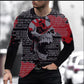 Men Long Sleeve Digital Print Skull T-shirt