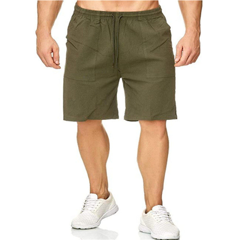 Pantalones cortos deportivos y de ocio para hombre, pantalones cortos de algodón y lino para hombre