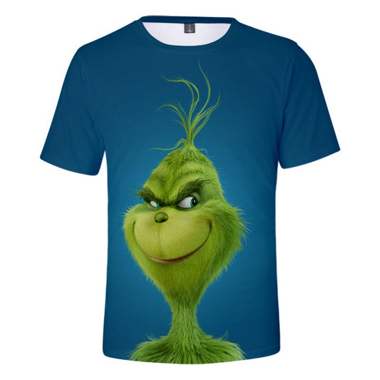 Camiseta transpirable Grinch con impresión digital 3D para hombre de manga corta