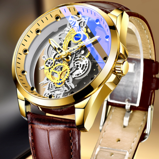 New Men Watch Skeleton Automatic Quartz Watch Gold Skeleton Vintage Man Watch Mens Watches Top Brand Luxury