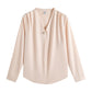 V-neck Chic Long-sleeve Blouse For Women Spring