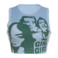 Summer Hipster Portrait Printing Tank Top Women Casual Vest
