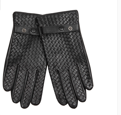 Guantes finos tejidos para hombre de cuero de otoño e invierno