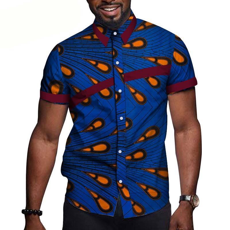 Camiseta de manga corta estampada con ropa de hombre africano