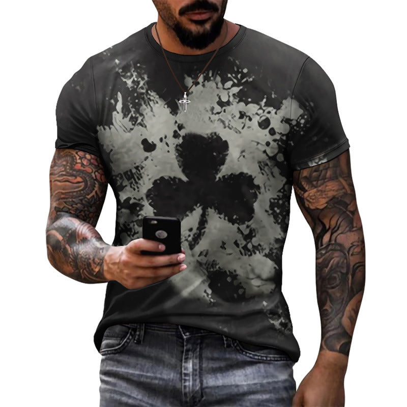 Men's Round Neck Slim Printed Short-sleeved T-shirt