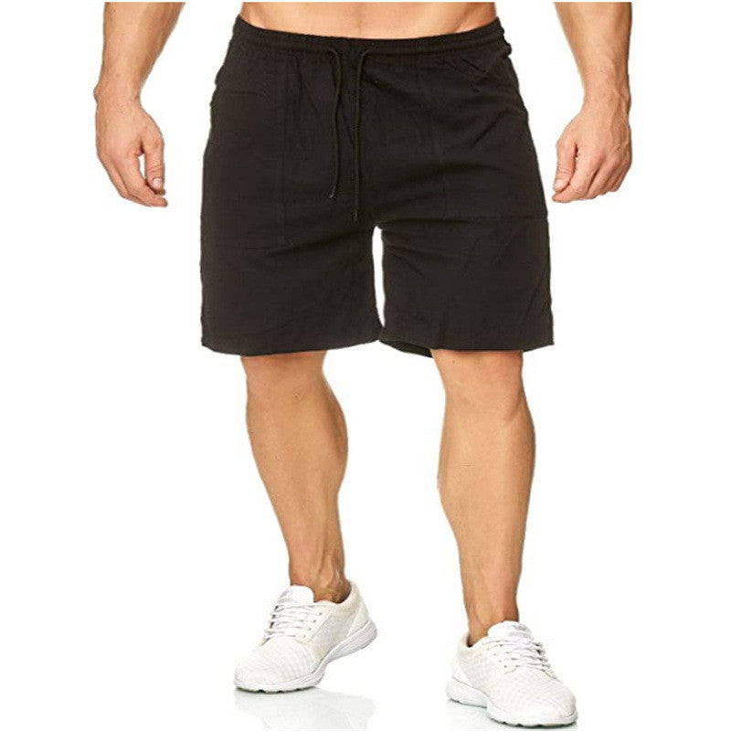 Pantalones cortos deportivos y de ocio para hombre, pantalones cortos de algodón y lino para hombre