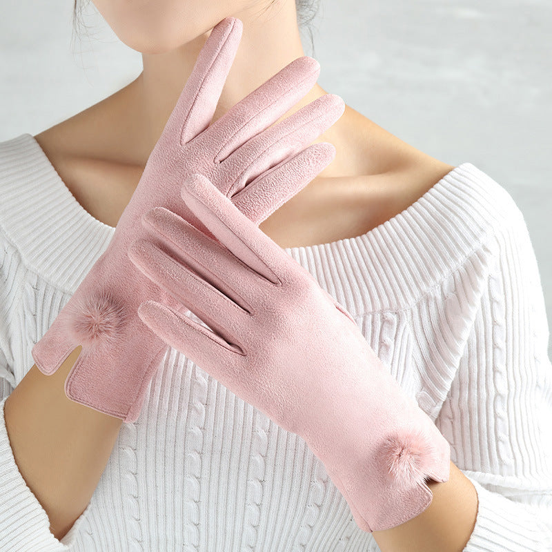 Guantes de ante con dedos cálidos para mujer