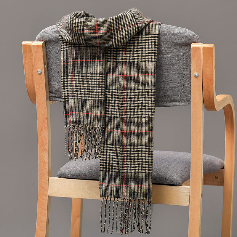 British Plaid Imitation Cashmere Tassels Couple Parent-child Men's Scarf
