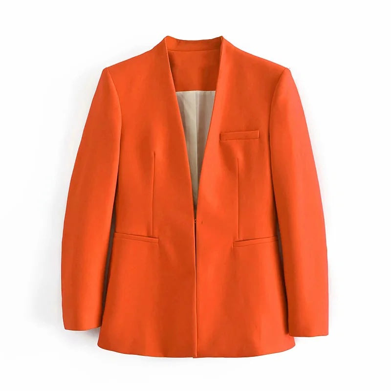 Chaqueta de traje nueva de color liso para mujer