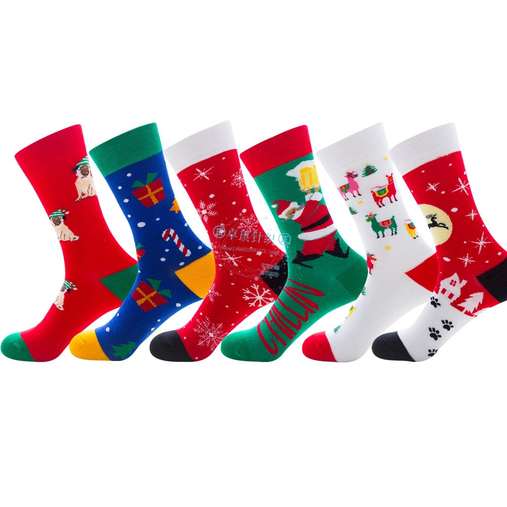 Calcetines navideños Calcetines de Papá Noel y alces para hombre