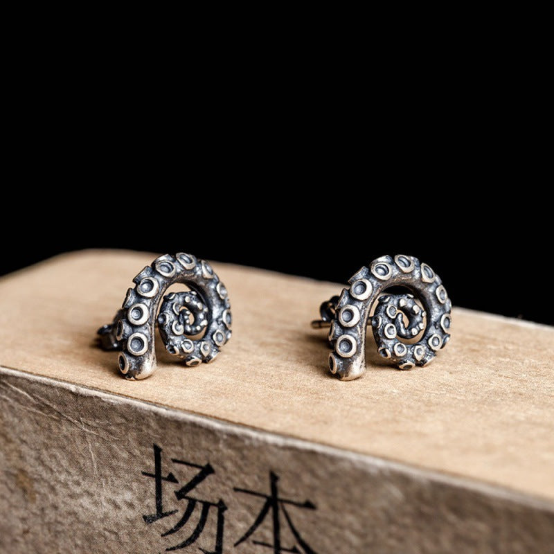 Pendientes de tentáculo con garra de pulpo, aretes de plata Vintage estilo Gram para hombres y mujeres, aretes