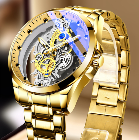 New Men Watch Skeleton Automatic Quartz Watch Gold Skeleton Vintage Man Watch Mens Watches Top Brand Luxury