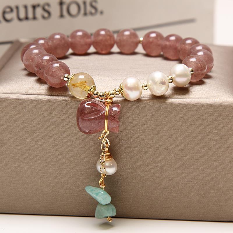 Pulsera de perlas naturales de agua dulce para mujer