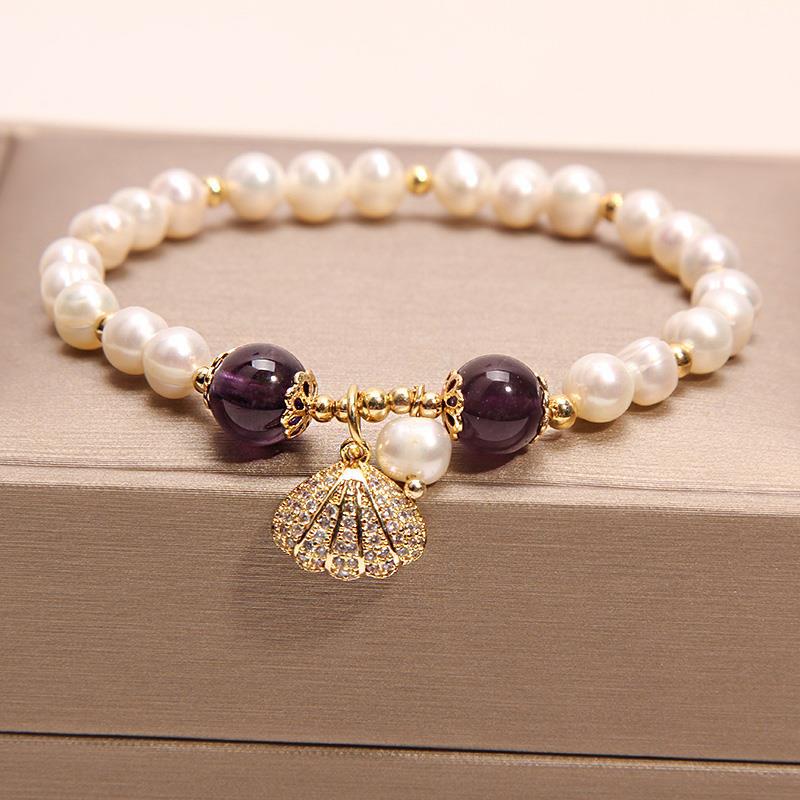 Pulsera de perlas naturales de agua dulce para mujer