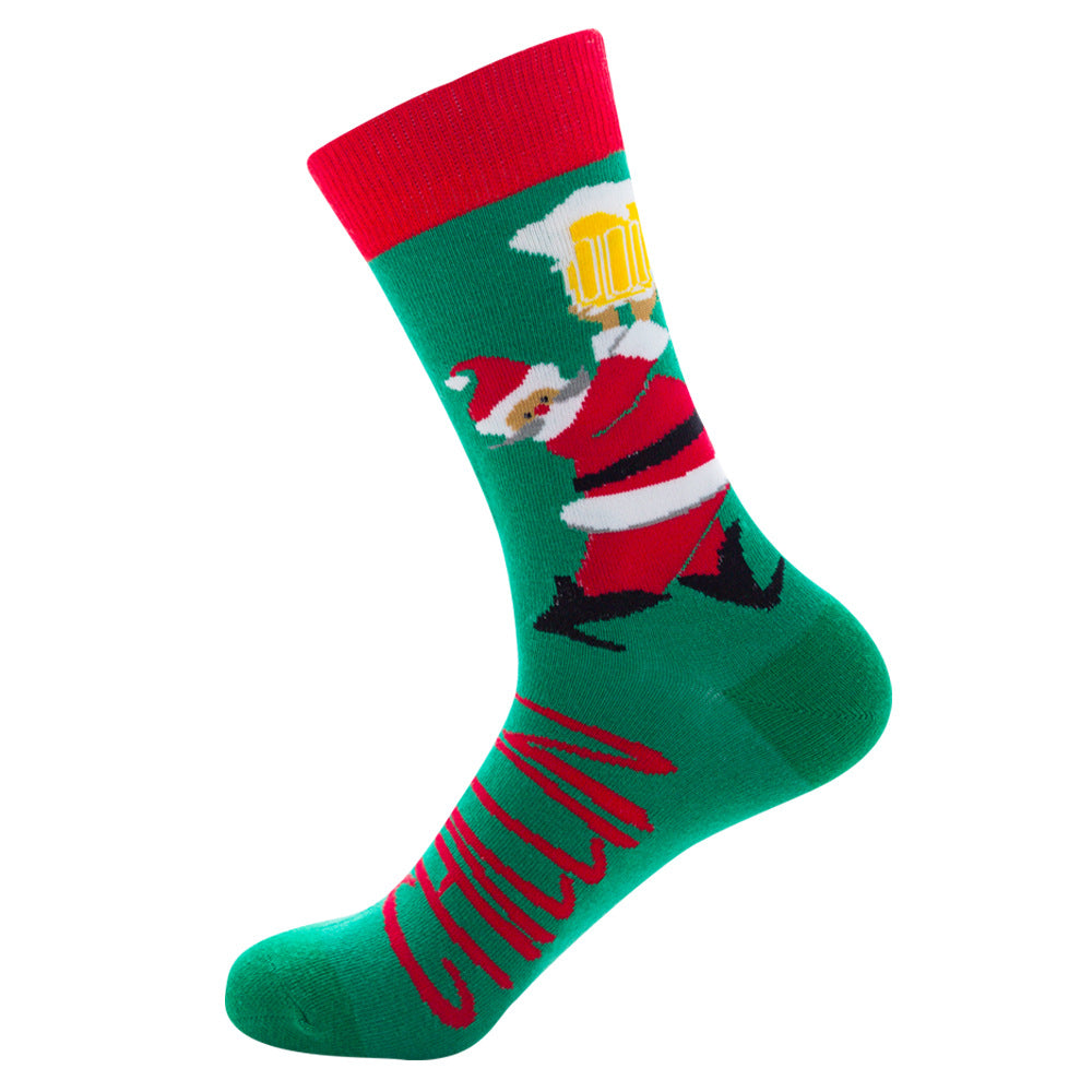 Calcetines navideños Calcetines de Papá Noel y alces para hombre