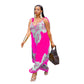 Fashion Loose Suspenders Printed Jumpsuit Women