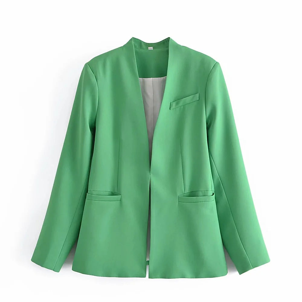 Chaqueta de traje nueva de color liso para mujer