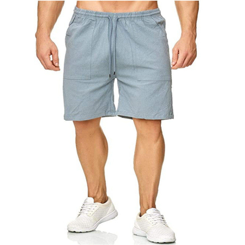 Pantalones cortos deportivos y de ocio para hombre, pantalones cortos de algodón y lino para hombre