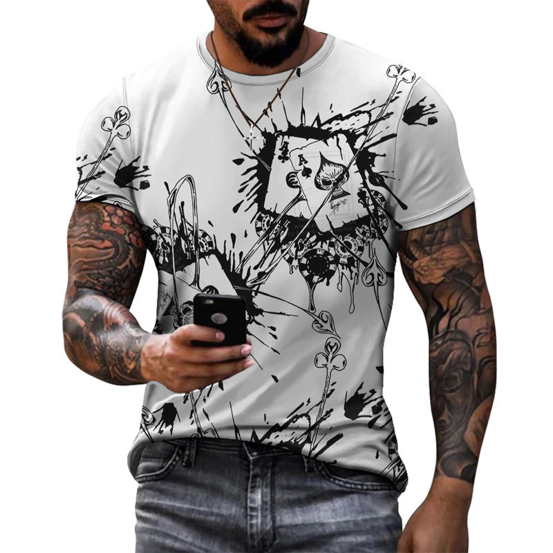 Men's Round Neck Slim Printed Short-sleeved T-shirt