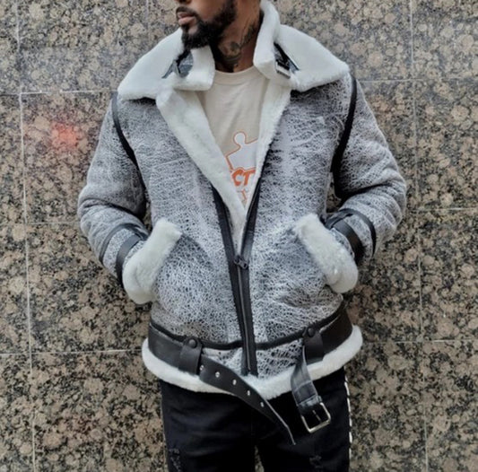 Off-white Big Fur Collar Plus Velvet Thickening